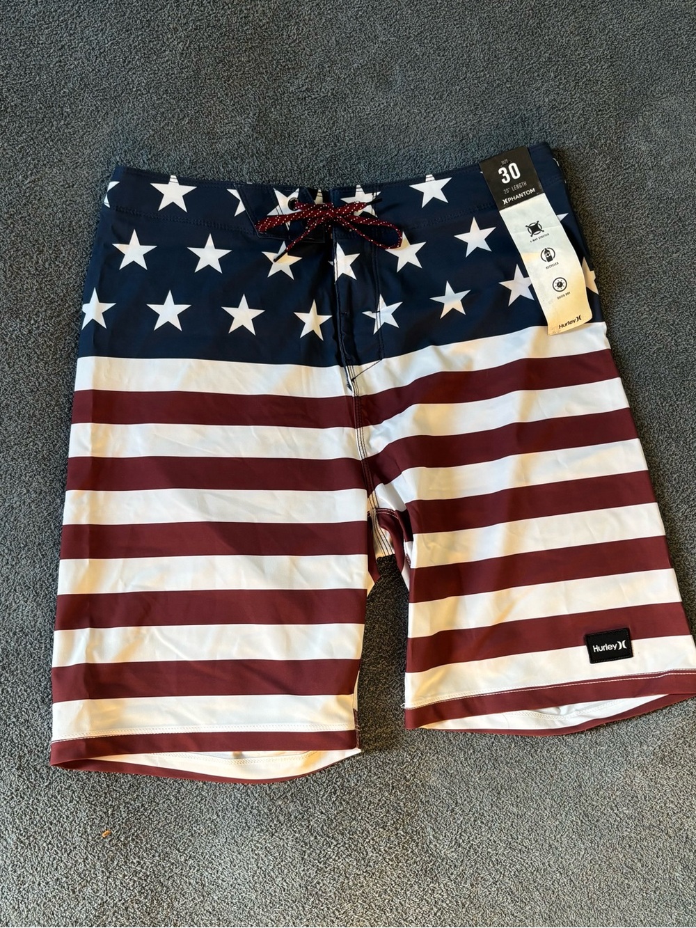 Hurley Men’s American Flag Board Shorts - Navy/Red/White